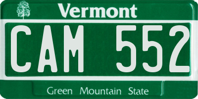 VT license plate CAM552
