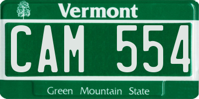 VT license plate CAM554