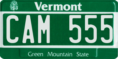 VT license plate CAM555