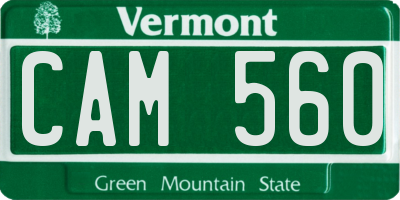 VT license plate CAM560