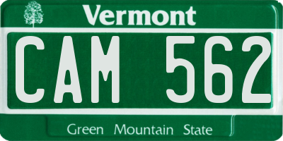 VT license plate CAM562