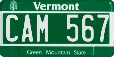 VT license plate CAM567