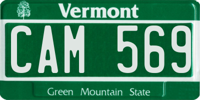 VT license plate CAM569