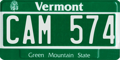 VT license plate CAM574