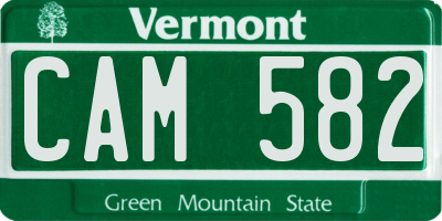 VT license plate CAM582