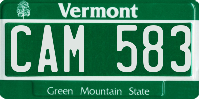 VT license plate CAM583