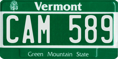 VT license plate CAM589
