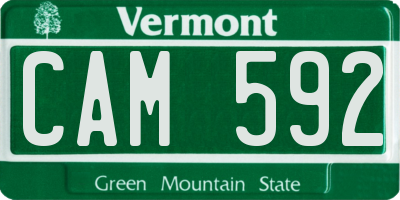 VT license plate CAM592