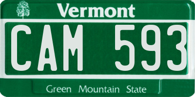 VT license plate CAM593