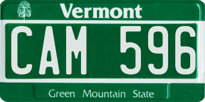VT license plate CAM596