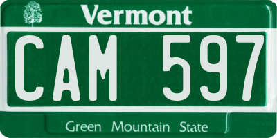 VT license plate CAM597