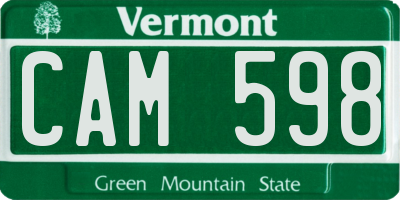 VT license plate CAM598