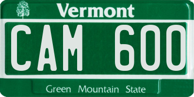 VT license plate CAM600