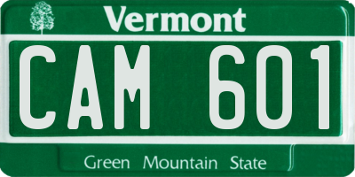 VT license plate CAM601