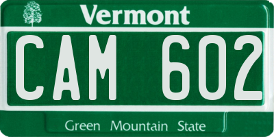 VT license plate CAM602
