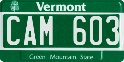 VT license plate CAM603