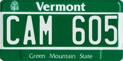 VT license plate CAM605
