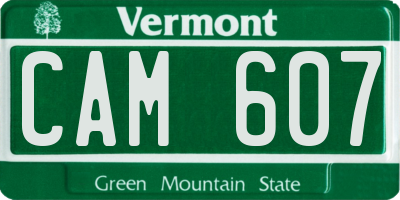 VT license plate CAM607