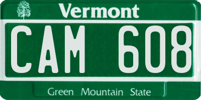 VT license plate CAM608