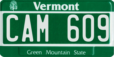 VT license plate CAM609