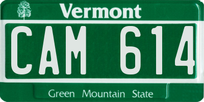 VT license plate CAM614