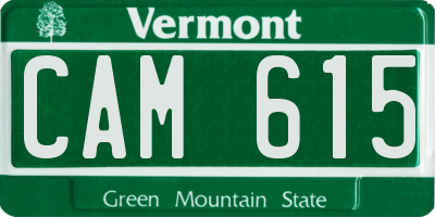 VT license plate CAM615