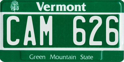 VT license plate CAM626