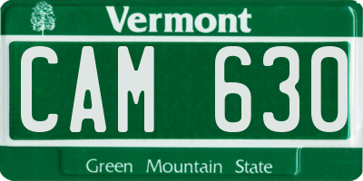 VT license plate CAM630