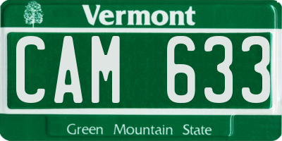 VT license plate CAM633