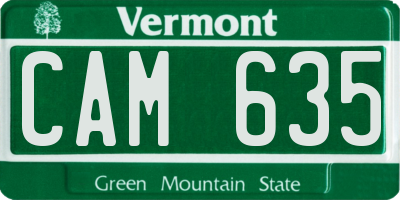 VT license plate CAM635
