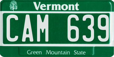 VT license plate CAM639