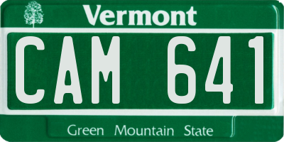 VT license plate CAM641