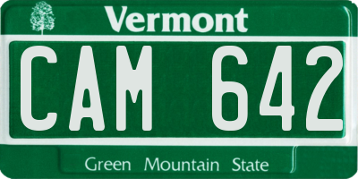 VT license plate CAM642