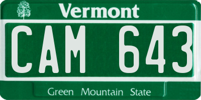 VT license plate CAM643