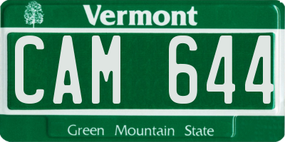 VT license plate CAM644