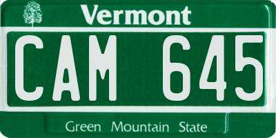 VT license plate CAM645