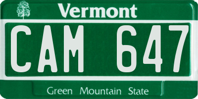 VT license plate CAM647