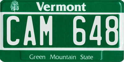 VT license plate CAM648