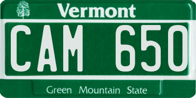 VT license plate CAM650