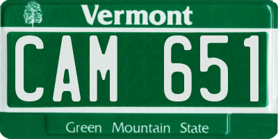 VT license plate CAM651