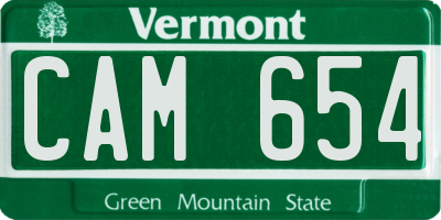 VT license plate CAM654