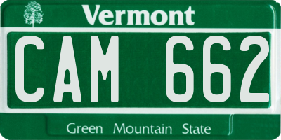 VT license plate CAM662