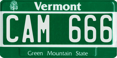 VT license plate CAM666