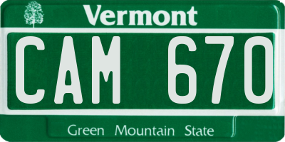 VT license plate CAM670