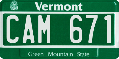VT license plate CAM671