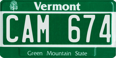 VT license plate CAM674