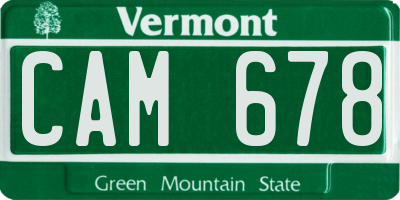 VT license plate CAM678