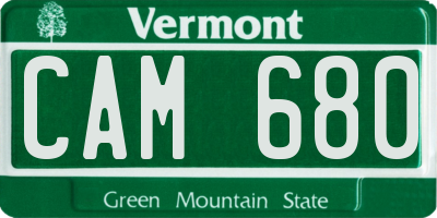 VT license plate CAM680