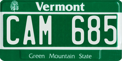 VT license plate CAM685