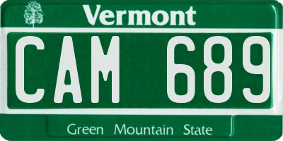 VT license plate CAM689